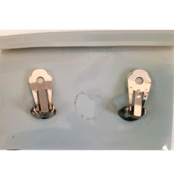 Vintage Seagull Pewter Modernist Geometric Earrings 1988 Signed Clip-On - Picture 4 of 9